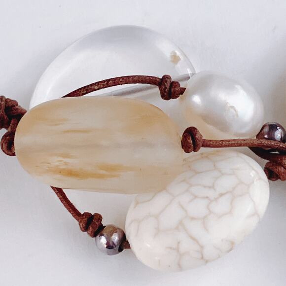 Silpada Sterling Cluster Necklace Quartz Magnesite Calcite Pearl Cord N2201 - Picture 13 of 13